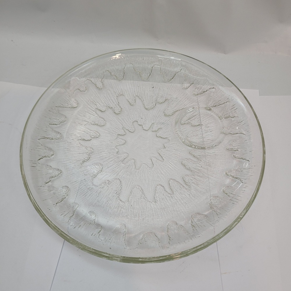 Iittala Ultima Thule Platter Clear Textured Glass 11.5in Tapio Wirkkala